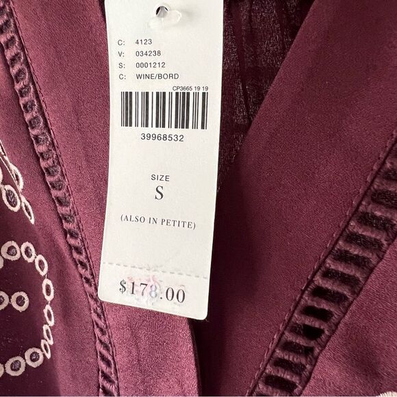 NWT Anthropologie Ranna Gill Teresa Wine Embroidered Jumpsuit Small - Picture 3 of 5